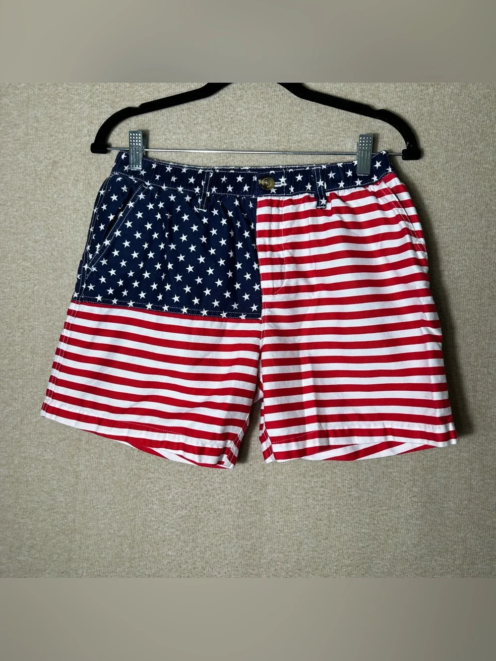 Chubbies Shorts Mens Small Red White Blue Flag Patriotic Holiday Beach Vacation